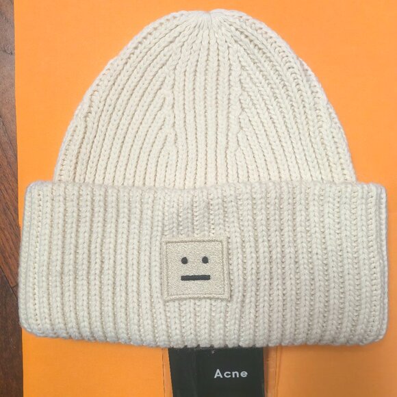 Acne Studios Accessories - Acne Studios Pansy N Face White Wool Beanie